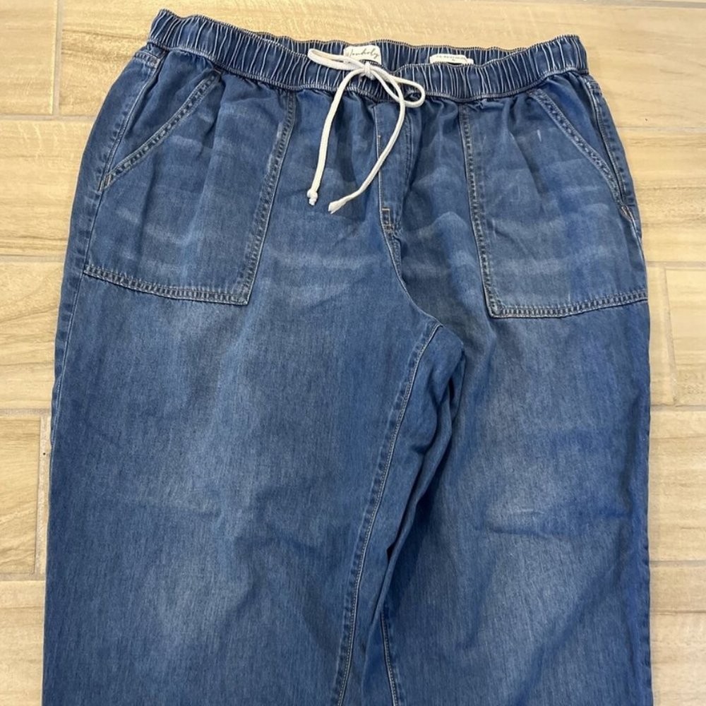 Wonderly Tie-Waist Relaxed XL pull on denim jeans #2